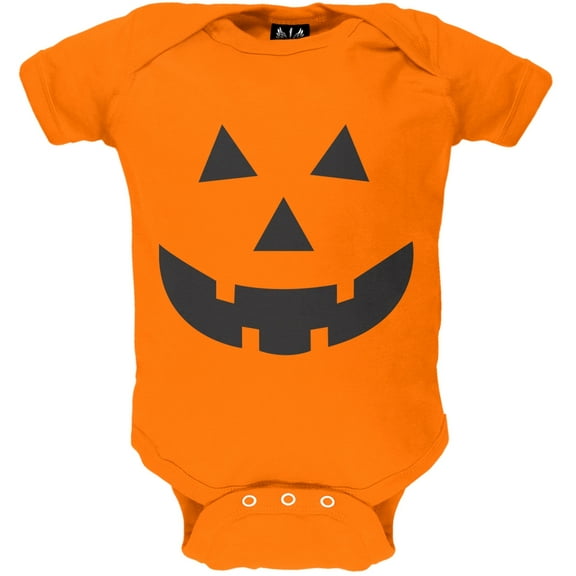 Halloween Pumpkin Jack-O-Lantern Face Baby One Piece - 3-6 months