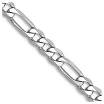 14k White Gold Solid Polished 3.0mm Flat Figaro Chain Necklace 20 Inch Lobster Claw Chain Necklace for Women and Men