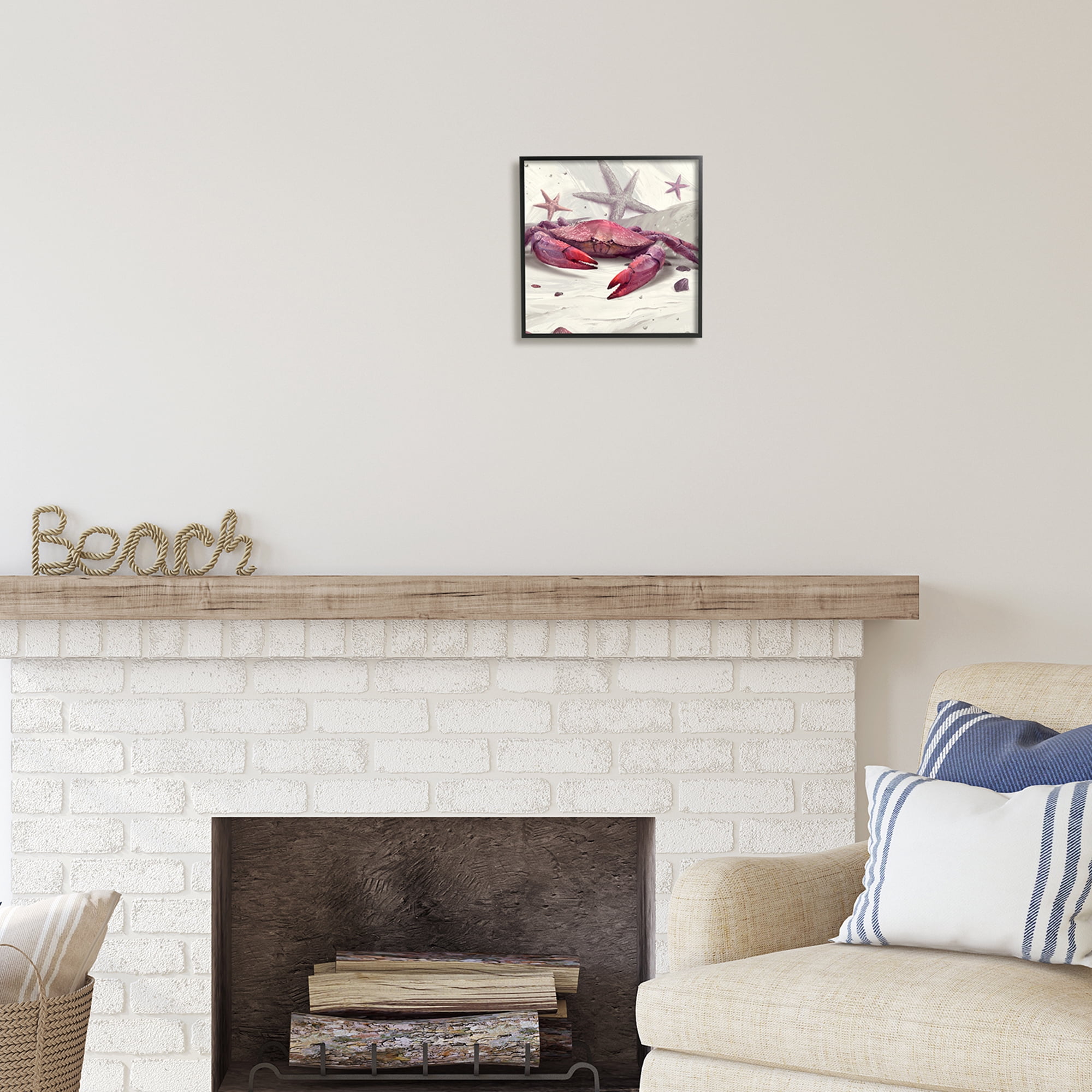 Stupell Industries Detailed Red Crab Animals & Insects Painting Black Framed Art Print Wall Art, 12 x 12