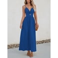 thumbnail image 5 of Vestido largo CUPSHE con cuello en V retorcido, sin mangas, recorte, azul real, 5 of 5