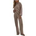 thumbnail image 2 of Women's Pajama Sets Spaghetti Strap Sleeveless Sleepwear Side Split Shorts Nightwear 2 Piece Lounge Outfits Suits (L, Coffee), 2 of 5