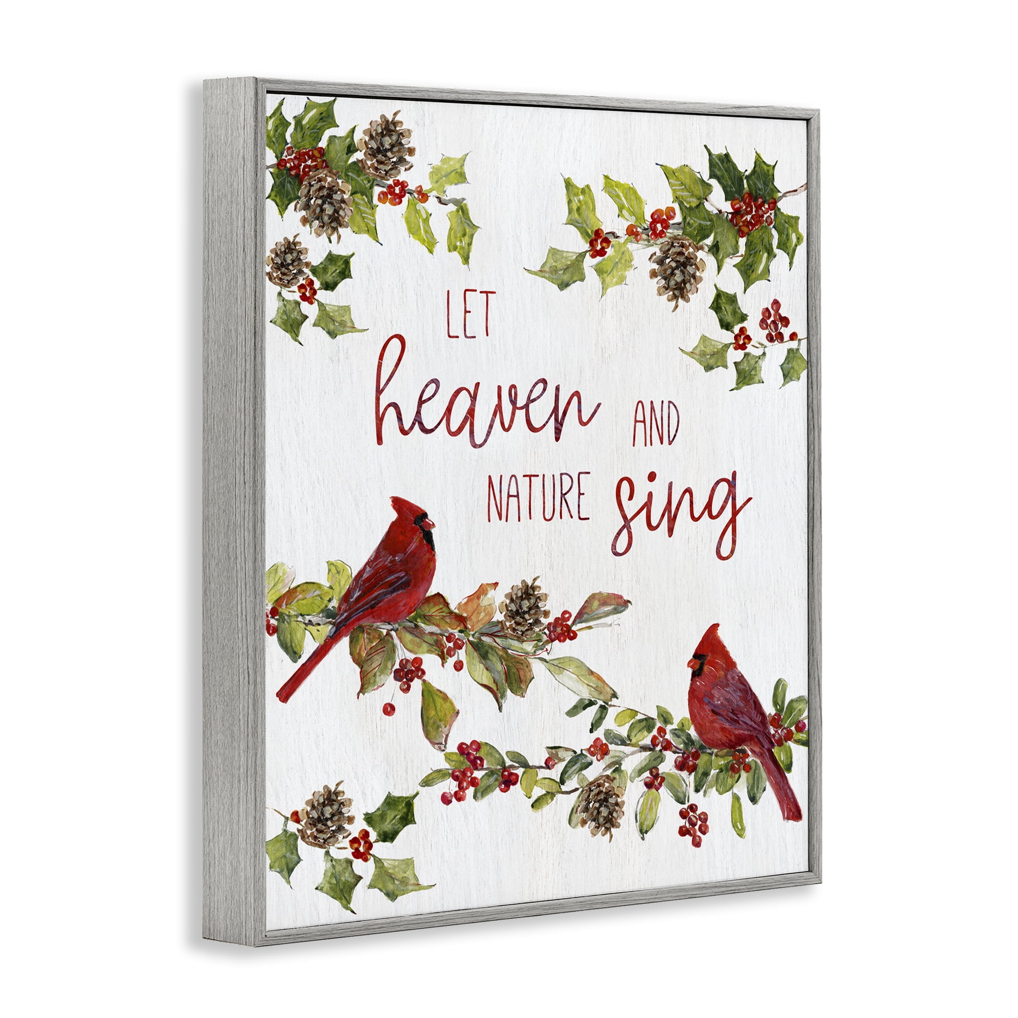 Stupell Industries Heaven & Nature Sing Holiday Painting Gray Framed Art Prints Wall Art, 11 x 14