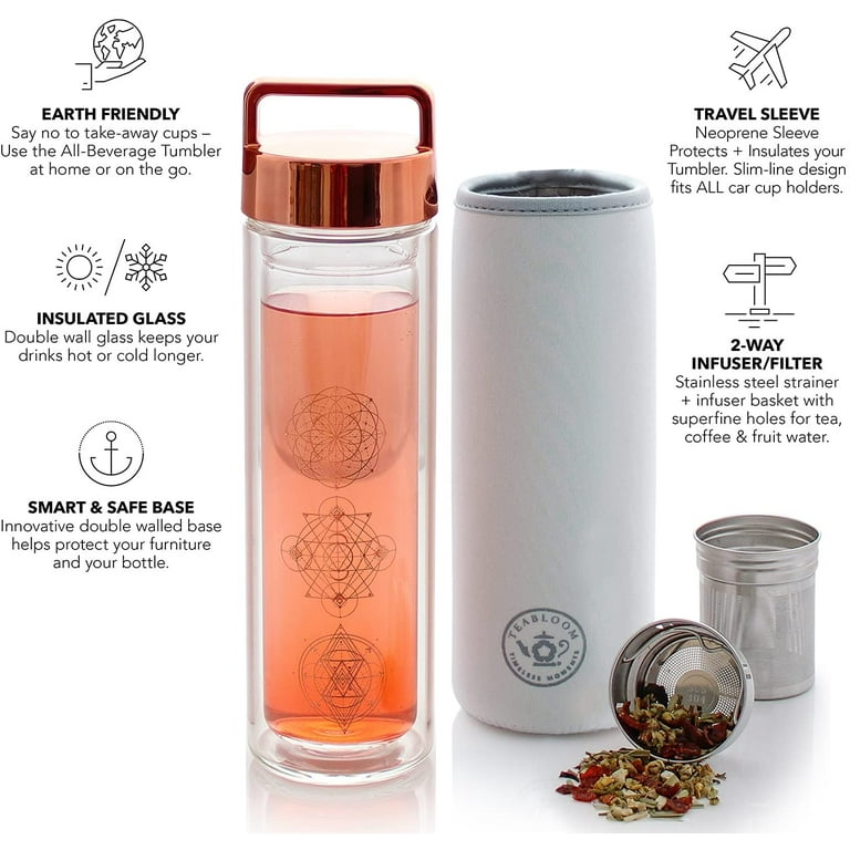 Large Capacity Glass Infuser Water Bottle, Glass Tea Tumbler With Strainer,  Sport Water Bottles For Gym Hiking Camping - Temu
