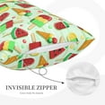 thumbnail image 2 of Plush Throw Pillow Covers, Watermelon Ice Cream Print Pillow Cases with Invisible Zipper, Breathable Microfiber Pillow Cases Standard Size for Sleeping Bedroom Sofa Living Room 16x24, 2 of 5