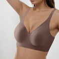 thumbnail image 3 of GEWSEY V Neck Wireless Bras for Women No Underwire Lightly Lift Womens Bras Soft Comfort Seamless Bralettes (Coffee, 34A-34C), 3 of 4
