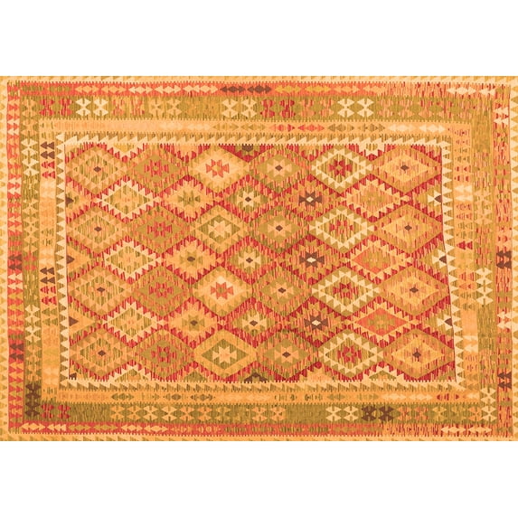 Ahgly Company Indoor Rectangle Oriental Orange Traditional Area Rugs, 2' x 3'