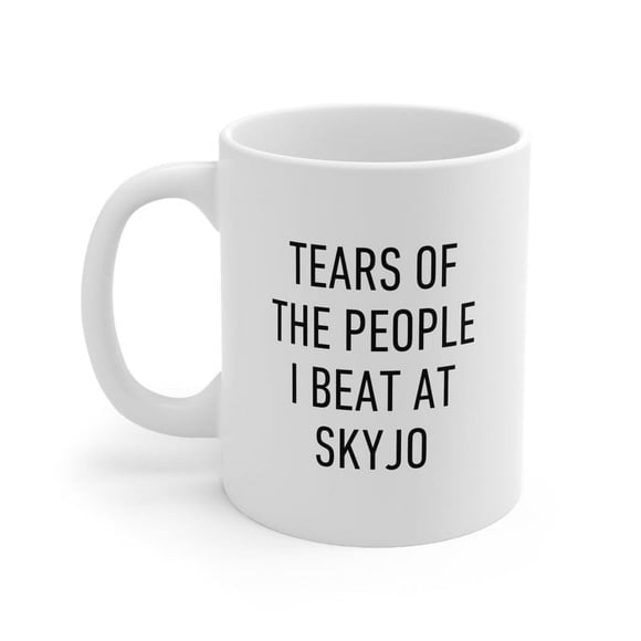 Tasse de Jeu de Cartes, Larmes des Gens Que J'ai Battus à Skyjo Tasse à Café Drôle Cadeaux pour Café, Thé, Chocolat 11 Oz, Blanc, 11 Oz