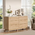 thumbnail image 3 of KeyWhat Fluted Dresser for Bedroom, Modern Wooden 6 Drawer Dresser, Storage Cabinet Chest of Drawers for Living Room, Natural Oak, 3 of 8