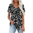 thumbnail image 2 of DPTALR George Women's 2025 Summer Scoop Neck Short Sleeve Flowy Blouses - Loose Fit,Casual & Comfy,Black,Size S, 2 of 7