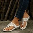 thumbnail image 4 of Xfvqtps Wedge Sandals for Women Slide Flip Flops Rhinestone Soft Sole Non Slip Breathable Summer Sandals White, 4 of 9