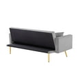 thumbnail image 7 of 73" Loveseat Sofa Bed, Velvet Convertible Folding Futon Sofa Bed with 2 Cushions, Button Tufted and Gold Metal Legs, Sleeper Sofa Couch for Small Spaces,Living Room, Bedroom, Home Office, Grey, 7 of 7