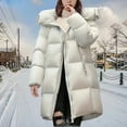 thumbnail image 2 of Breezora Women Hooded Longline Puffer Coat Casual Loose Fit Warm Winter Jacket Lightweight Comfortable L Size Beige, 2 of 4