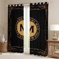 thumbnail image 2 of Manfei Initial M Letter Black Out Curtains, Black Gold Aztec Geometric Curtains Pack of 2 (42x63 Each), Vintage Western Style Bedroom Curtains, Curtains and Drapes Room Decor, 2 of 6