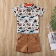 thumbnail image 2 of Toddler Baby Boy Dinosaur Short Sleeve Button Down Shirt Shorts Summer Outfits 2PCS Set, 2 of 6