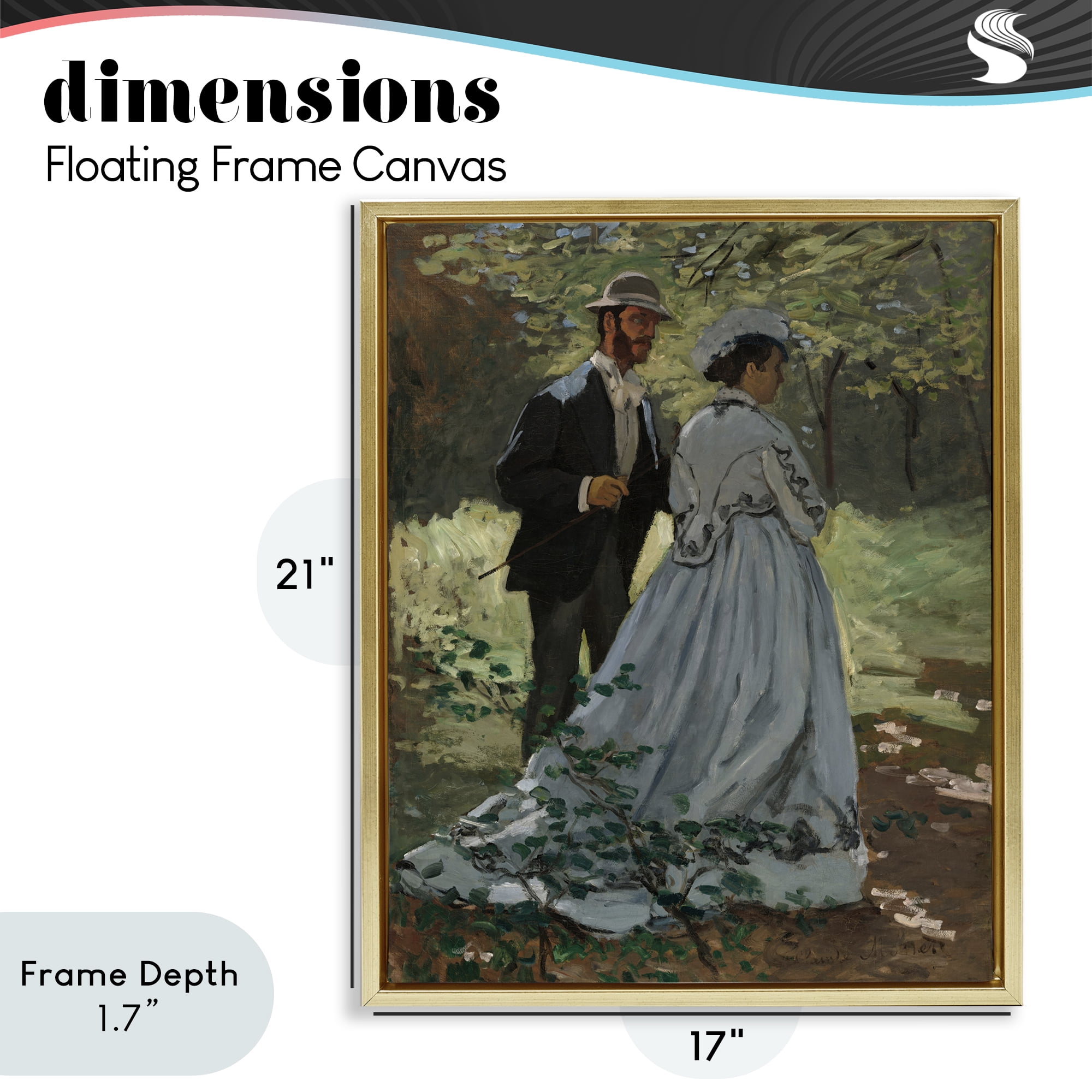 Stupell Industries Bazille & Camille in Nature Gold Framed Floater Canvas Wall Art, design by Tina LeCour