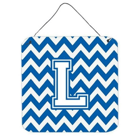 Letter L Chevron Blue & White Wall or Door Hanging Prints, 6 x 0.02 x 6 in.