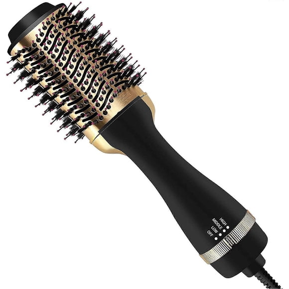 Cepillo secador de aire caliente para cabello húmedo y seco, alisador y voluminizador, enchufe europeo.