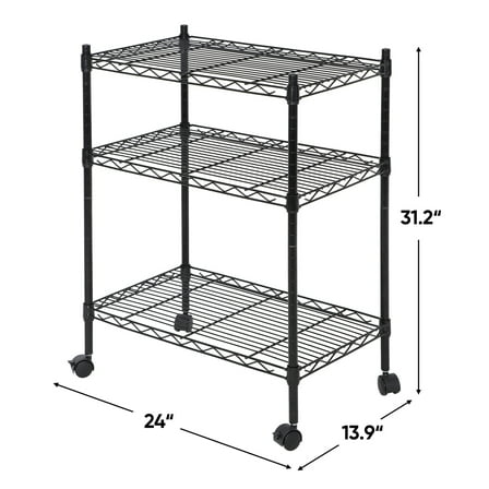 ZENSTYLE 31.2" H Metal Frame 3-Shelf Kitchen Storage Shelves, Black