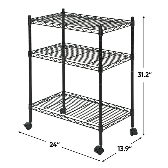 ZENSTYLE 31.2" H Metal Frame 3-Shelf Kitchen Storage Shelves, Black