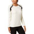 thumbnail image 1 of I.N.C Womens Lace Up Knit Basic T-Shirt, White, Large, 1 of 1