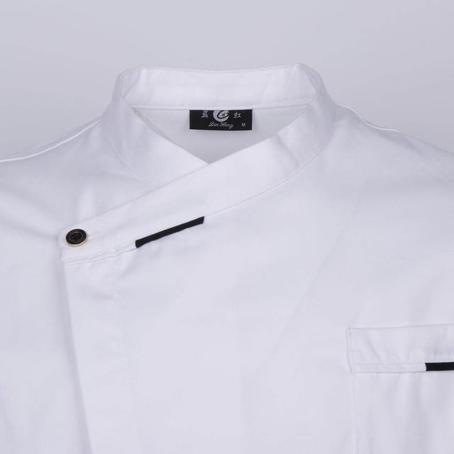 facefd Unisex Chef Jackets Coat Long Sleeves Shirt Kitchen Uniforms White L