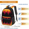 thumbnail image 2 of 17 Inch Lightweight Backpack,PVC Waterproof Oxford Fabric, Ergonomically Designed, with Large Capacity, Fire Flame Baseball Print, 2 of 5