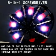 Wovilon 8-in-1 Led Light Screwdriver Multi-Function Screwdriver Repair Tool Universal Flashlight