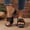 Black, variant on Women's Ethnic Buckle Platform Slides Non-slip Soft Sole Open-Toe Summer Footwear Brown 35