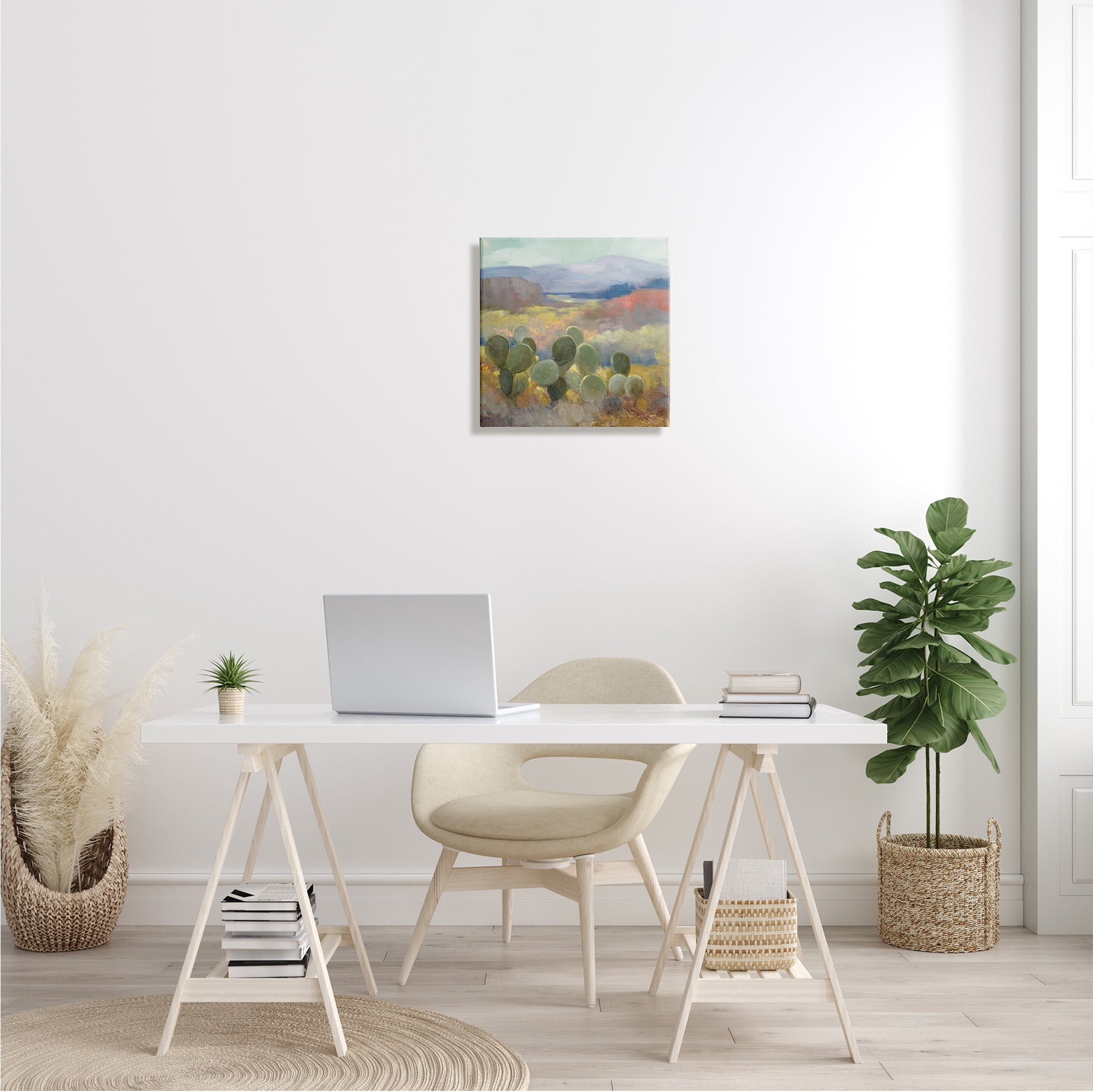 Stupell Industries Prickly Pear Cactus Plant Soft Desert Canyon Landscape Paintings Gallery-Wrapped Canvas Print Wall Art, 17x17, by Julia Purinton