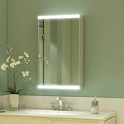 ExBrite Silver Aluminum Rectangle 15''x26'' LED Bathroom Medicine Cabinet with Mirror