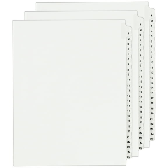 Avery 1-25 Legal Exhibit Dividers, Unpunched 3 Sets (21860)