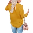 thumbnail image 3 of Avamo Ladies Tops Long Sleeve Blouse Lapel Neck Shirts Office Elegant Tunic Shirt Loose Button Down Yellow XL, 3 of 3