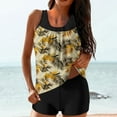 thumbnail image 2 of FAVIPT Women Swimsuits Tummy Control Two Piece with Boyshirts Tankini Bathing Suits Blouson Hawaii Style Printed Swimwear Summer 2025 Yellow,L, 2 of 5