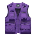 thumbnail image 3 of Men's Sleeveless Vest Multi Pocket Quick Dry Nylon V-Neck Workwear Photography Mountaineering Journalist Outdoor Casual Utility Fishing Hiking Travel | Zenithor,Purple 5XL, 3 of 9