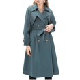 thumbnail image 5 of Pimfylm Women's Notch Lapel Double Belted Long Outwear Winter Coat Blue, L, 5 of 9