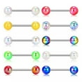 thumbnail image 2 of HOOUN 2pcs Colorful Ball Tongue Rings 316L Stainless Steel Barbell Nipple Ring-Blue, 2 of 9