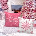 thumbnail image 6 of White and Pink Christmas Throw Pillow Covers 16x16 Set of 4, 16 inch Decorative Xmas Cushion Covers Pillow Cases for Home Bedroom Room Holiday Couch Decor Decorations, 6 of 6