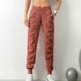 thumbnail image 2 of Summer Pants for Womenwear Sports Loose Running Yoga Fitness Pocket Casual Nine Bound Leg Pants Chinos for Women Wide Legged Women Casual High Waist Fashion Sweatpants Seersucker Orange L, 2 of 5