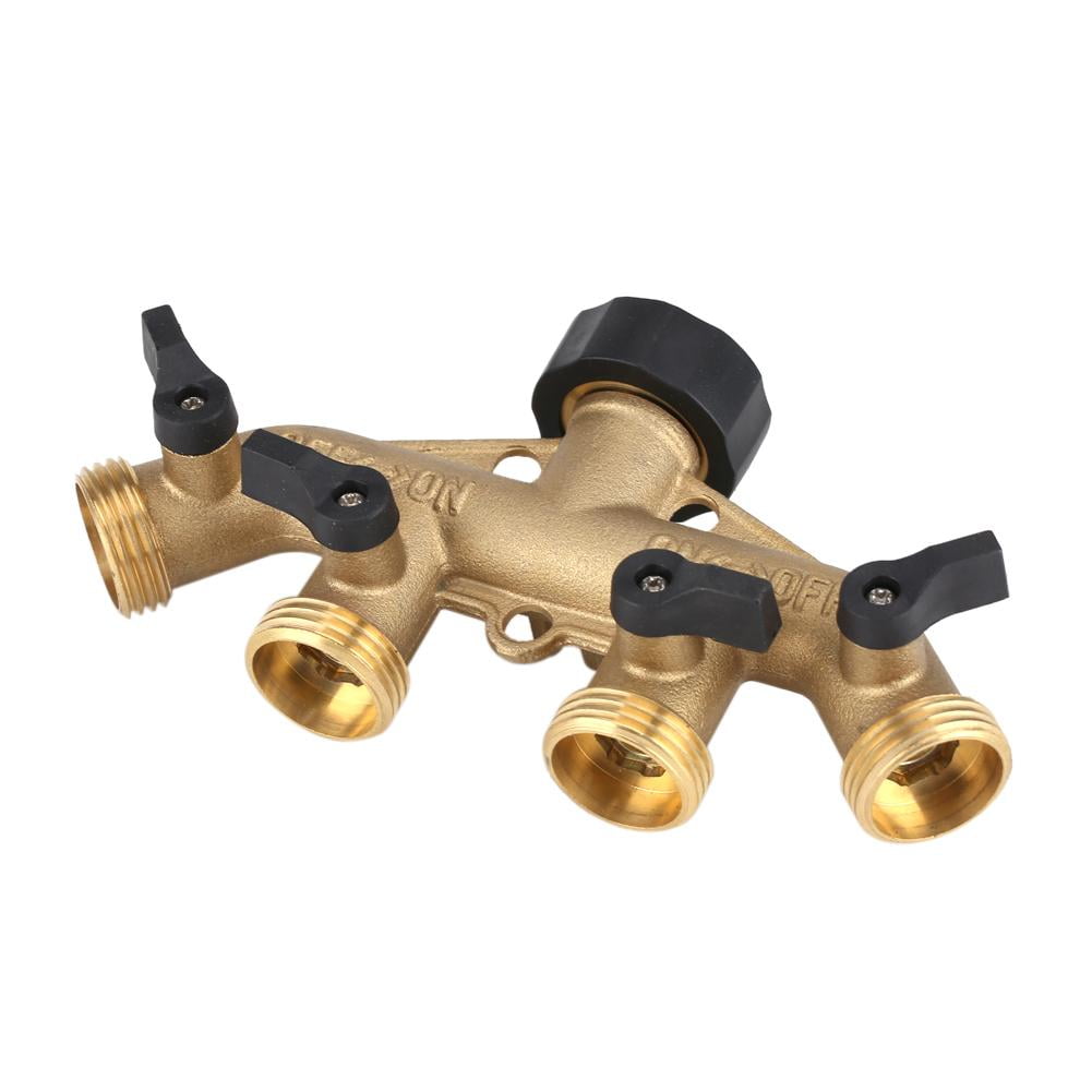 3/4 Inch Brass 4 Way Hose Pipe Splitter Nozzle Switcher Tap Connectors for Garden Irrigation 4 Way Hose Pipe Splitter