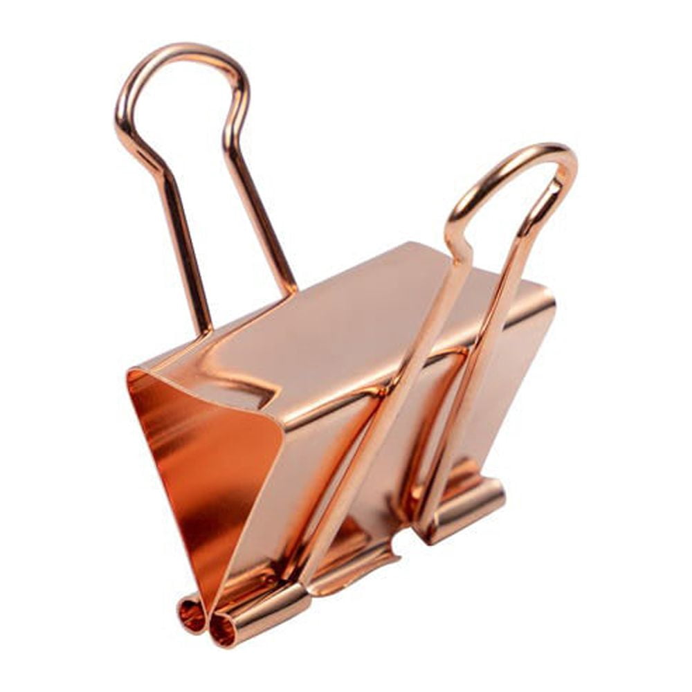 JAM Paper Colorful Binder Clips, Large, 1 1/2 inch (41 mm), Rose Gold, 12/Pack