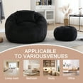 thumbnail image 4 of Chenille Upholstered Round Lazy Cozy Bean Bag Chair with Ottoman-Black, 4 of 5