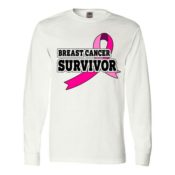 Inktastic Breast Cancer Survivor with Pink Ribbon Long Sleeve T-Shirt
