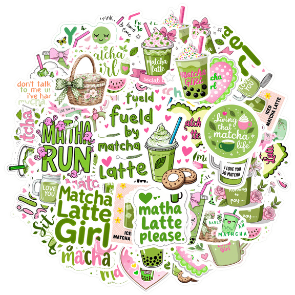 35pcs Cute Matcha Stickers Drinking Coffee Stickers Funny Stickers for Laptops Notebooks Suitcases