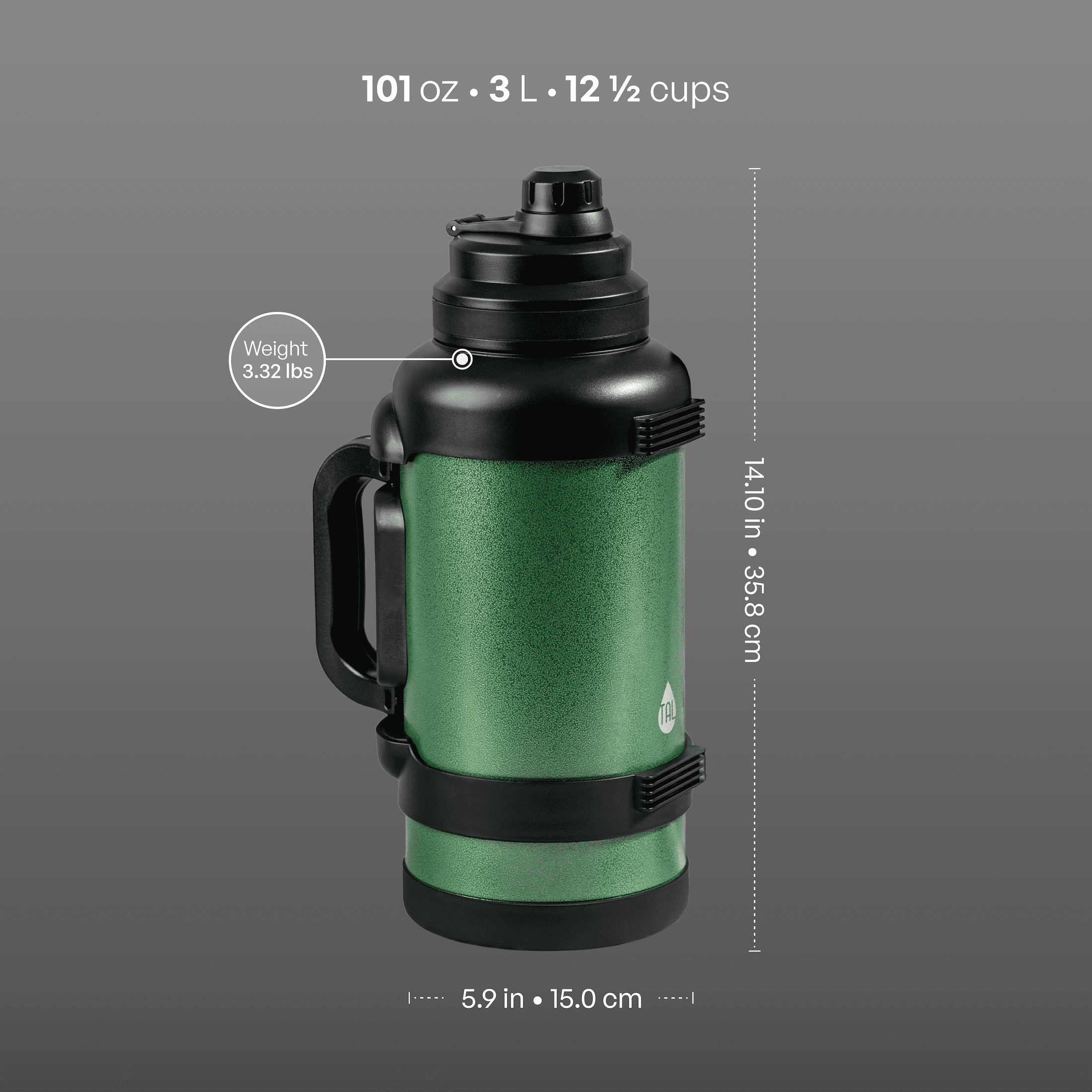 Free Shipping! TAL Stainless Steel Zeus Water Bottle 3 Liter