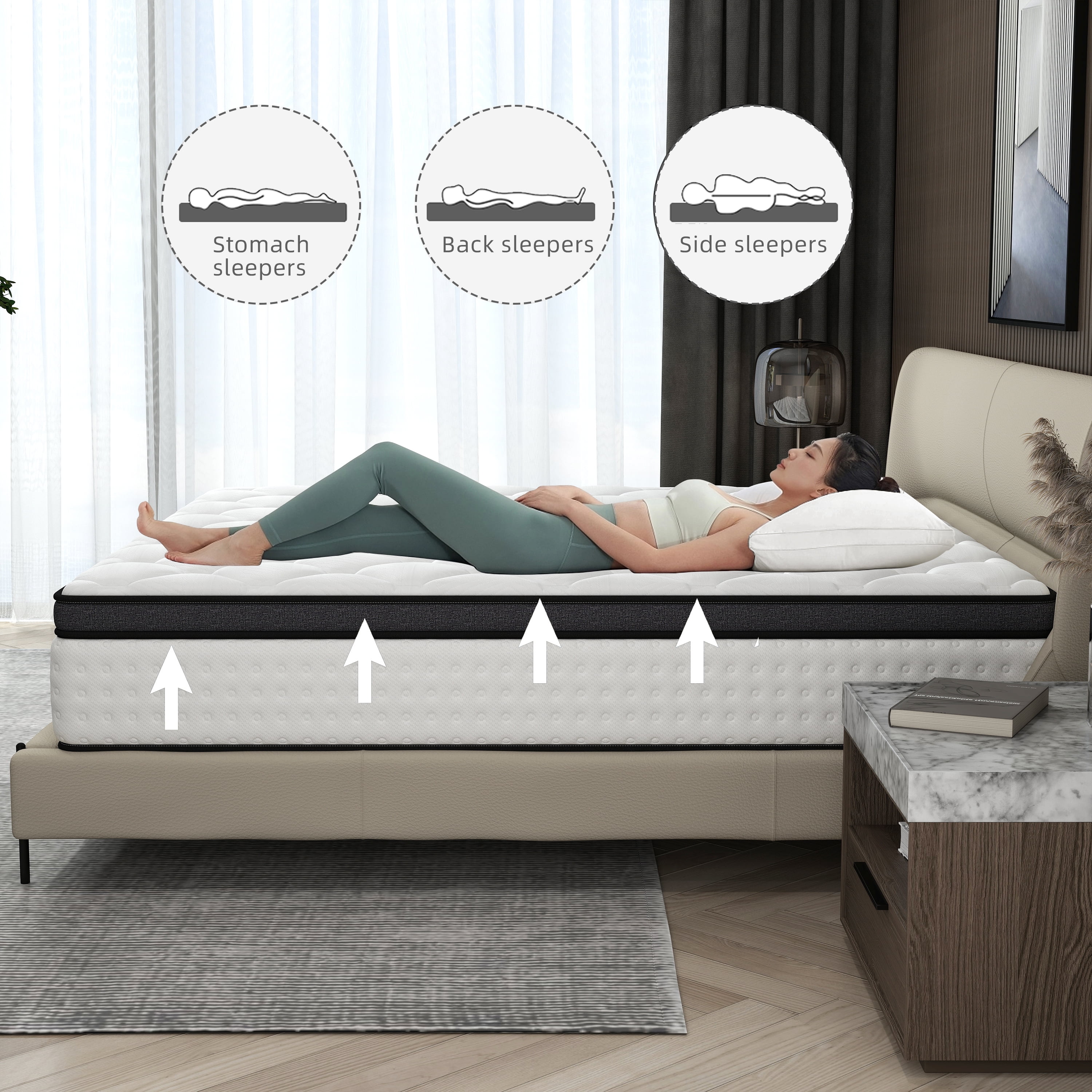 lemontalking 12" Queen Mattress Gel Memory Foam Spring Hybrid Mattress in a Box