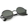 thumbnail image 4 of sunglassLA Unisex Retro Open Metal Frame Slim Temples Flat Lens Round Sunglasses 49mm (Black / Green) - 49mm, 4 of 4