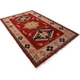 thumbnail image 2 of Rugsotic Carpets Hand Knotted Afghan Rugs Rectangle 5'x8' Red Beige Silk-Wool for Indoor Use, 2 of 6