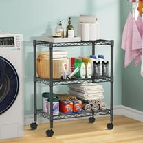 3 Tier Wire Shelving Storage Shelf with Wheels Adjustable Metal Shelves Unit for Small Places, 450Lbs Capacity, 32"H x 23"W x 13"D, Black