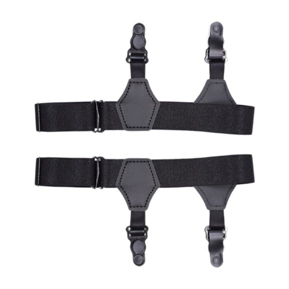 freneci Sock Garters Belt for Stockings Sock Clip with Double Metal Buckle for Men Women Black Clip