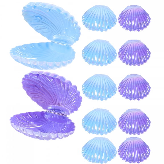 LAMIRO 12Pcs Seashell Candy Boxes Party Favor Containers Plastic Jewelry Box